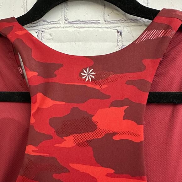 Athleta Ultimate Cropped Tank Top Red Metallic Camo Small Built in Bra Athletic - Picture 4 of 6